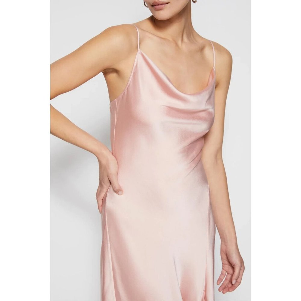 Jonathan SIMKHAI Nellie Slip Satin Midi Dress in Rose Quartz Size US 2 - Picture 5 of 12